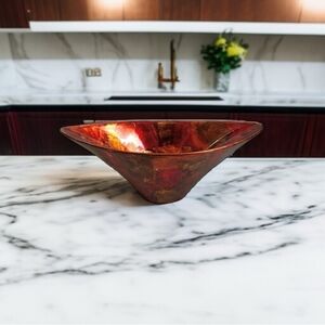 Decorative Bowl Red Gold Lacquered Boat Shaped Flower Pot Vase Planter Bowl